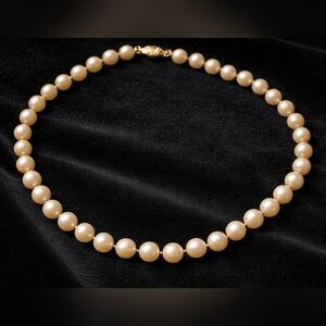 Vintage 14K Gold Cultured Pearl Necklace 18” Princess Length 7–7.5mm Warm Cream